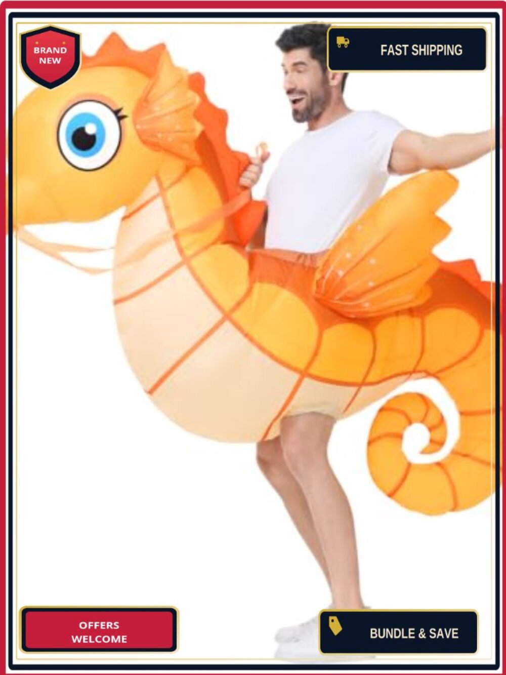 Inflatable Seahorse Costume Adult Blow Up Halloween Party Cosplay